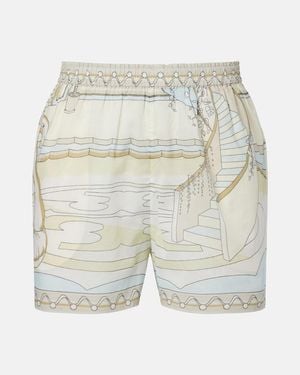 Tory Burch Printed Cotton Shorts - White
