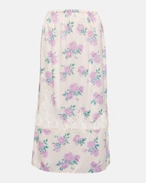 LoveShackFancy Fayette Floral Midi Skirt - White