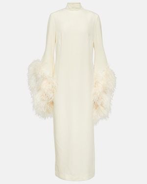 Taller Marmo Del Rio Feather-Trimmed Midi Dress - White