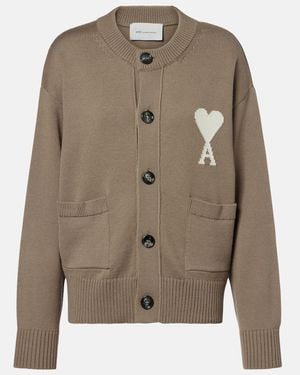 Ami Paris Cardigan Ami De Cour Aus Wolle Und Baumwolle - Natur