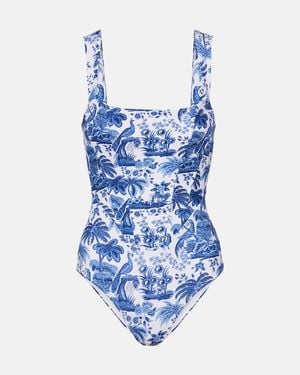 STAUD Adelaide Printed Corset Swimsuit - Blue