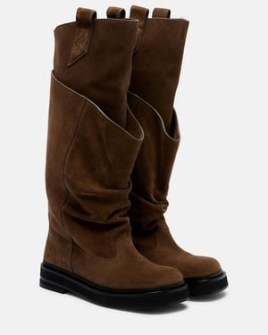 The Attico Passeggiata Suede Combat Boots - Brown