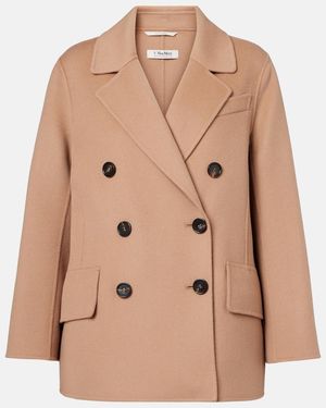 Max Mara Lukas Double-Breasted Virgin Wool Peacoat - Natural