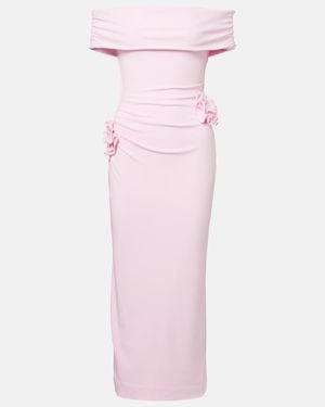 Roland Mouret Floral-Applique Jersey Midi Dress - Pink