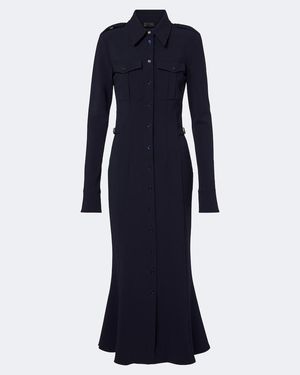 Mugler Hemdblusenkleid Aus Einem Wollgemisch - Blau