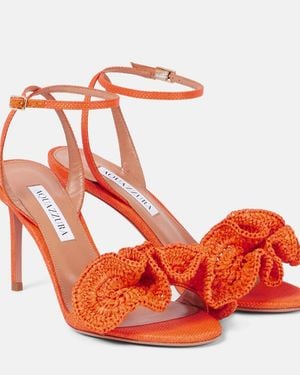 Aquazzura Noches Tropicales 85 Raffia Sandals - Red