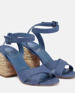 Christian Louboutin Summer Mariza Denim Espadrilles Sandals - Blue