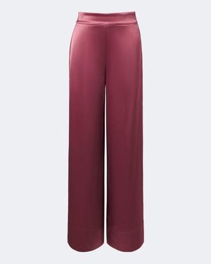JOSEPH Dijon Satin Wide-Leg Pants - Red