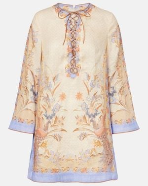 Zimmermann Indra Floral Linen Tunic - Natural