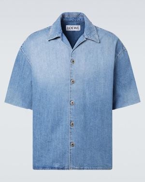 Loewe Anagram Denim Bowling Shirt - Blue