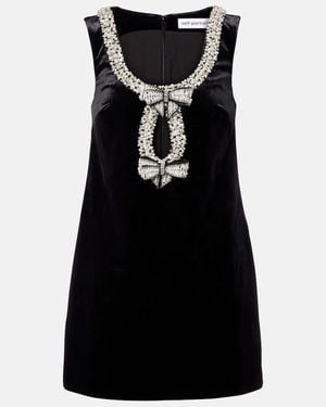 Self-Portrait Crystal-Embellished Velvet Minidress - Black