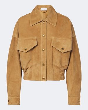 Versace Suede Blouson Jacket - Natural