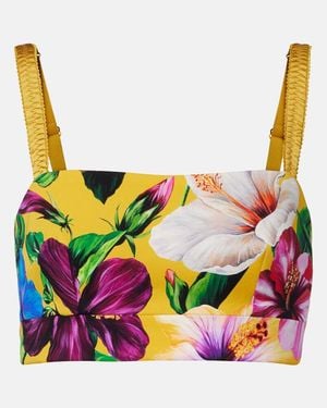 Dolce & Gabbana Floral Silk-Blend Crop Top - Pink
