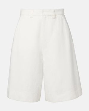 Max Mara Sole Cotton And Linen Bermuda Shorts - White