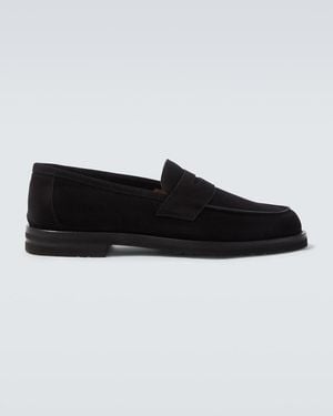 Thom Sweeney Suede Penny Loafers - Black