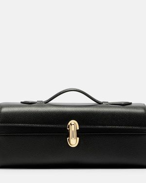 SAVETTE Slim Symmetry Leather Tote Bag - Black