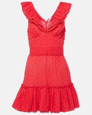 Poupette Bruna Ruffled Cotton Minidress - Red
