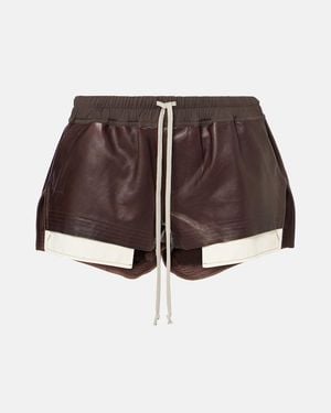 Rick Owens High-Rise Leather Shorts - Brown