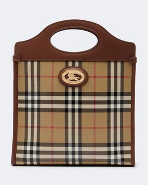 Burberry Check Medium Top-Handle Bag - Brown