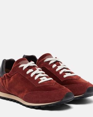 Le Monde Beryl Slim Runner Suede-Trimmed Trainers - Red