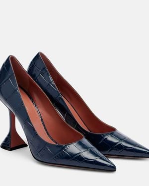 AMINA MUADDI Ami Croc-Effect Leather Pumps - Blue