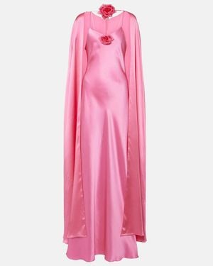 Rodarte Caped Silk Gown - Pink