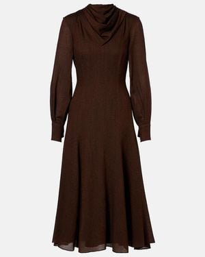 emilia wickstead brown dress Mara Dark Brown Ditsy Floral Jacquard Dress