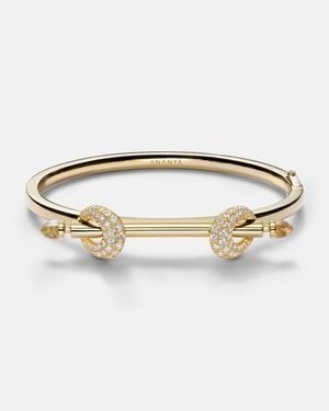 ANANYA Armreif Chakra Icon Aus 18Kt Gelbgold Mit Diamanten Und Quarz - Mettallic