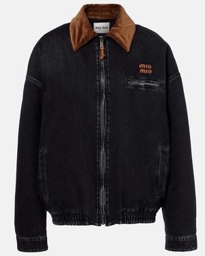 Miu Miu Logo Denim Jacket - Black