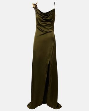 Blumarine Applique Satin Gown - Green
