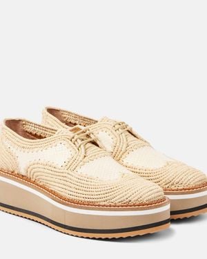 Robert Clergerie Blake Raffia Platform Brogues - Natural