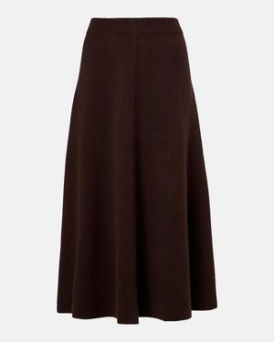 Jardin Des Orangers Wool And Cashmere Midi Skirt - Brown