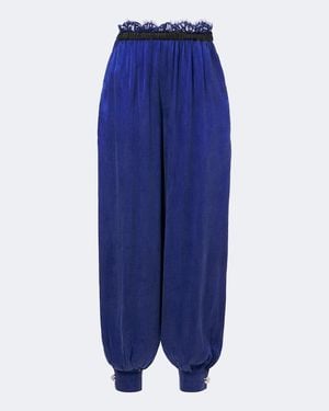 JACQUES WEI Leather-Trimmed Balloon Trousers - Blue