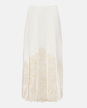 ALÉMAIS Rosemary Linen-Blend Midi Skirt - White