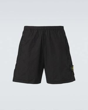 Stone Island Compass Cotton-Blend Shorts - Black