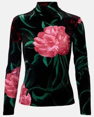 La DoubleJ Floral Turtleneck Top - Red