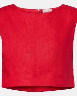 Posse Martina Linen Crop Top - Red