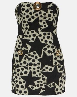 Area Jacquard Strapless Cotton-Blend Minidress - Black