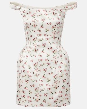 Magda Butrym Floral Silk Satin Minidress - White