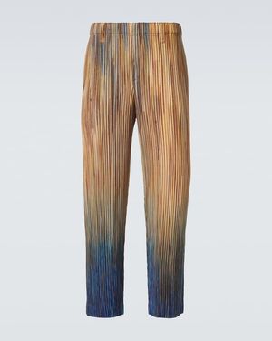 Homme Plissé Issey Miyake Paint Brush Close-Up Pleated Straight Trousers - Natural