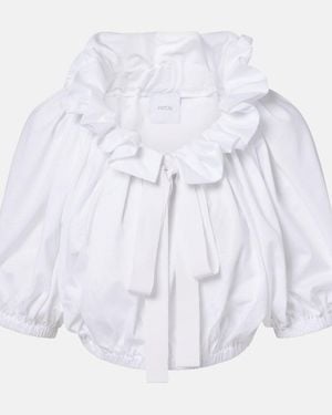 Patou Ruffled Cropped Cotton Top - White