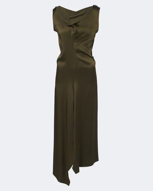 Victoria Beckham Draped Asymmetric Satin Midi Dress - Green