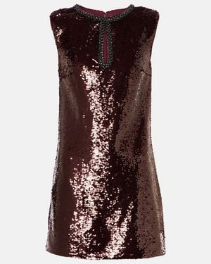 Self-Portrait Sequined Minidress - Brown