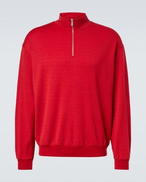 AURALEE Wool-Blend Half-Zip Sweatshirt - Red