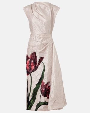 Erdem Floral-Print Crinkled Satin-Twill Midi Dress - Multicolor