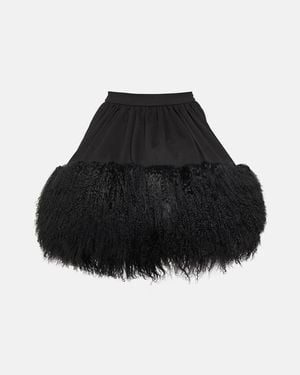 David Koma Jersey And Shearling Miniskirt - Black