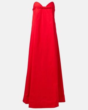 Adriana Degreas Bow-Detail Cotton-Blend Maxi Dress - Red
