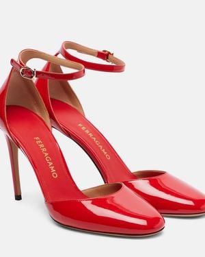 Ferragamo Patent Leather Court Shoes - Red