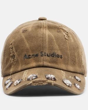 Acne Studios Embellished Cotton Canvas Baseball Cap - Natural