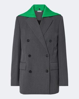 Loewe Panelled Double-Breasted Wool Blazer - Green